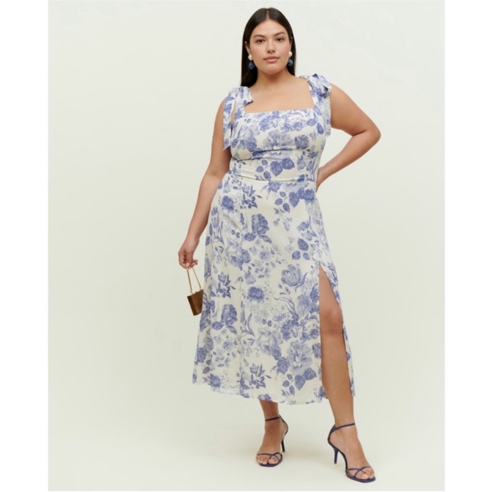 White floral midi dress